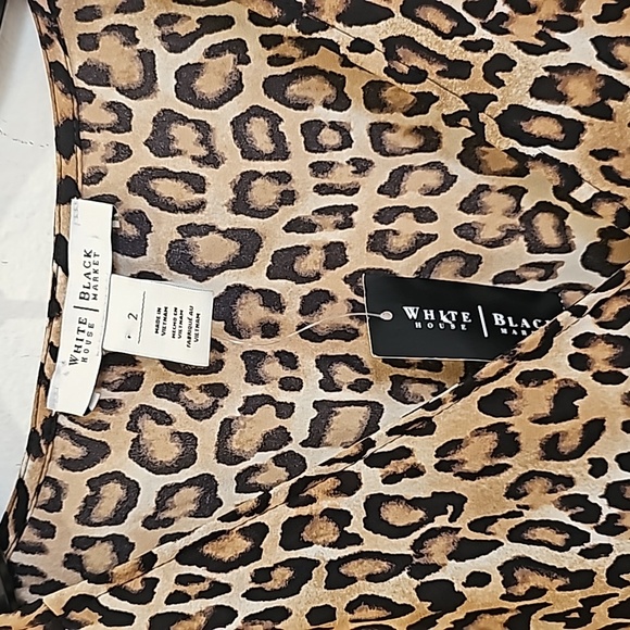 White & Black  Blouse leopard print 3/4 Sleeves Lightweight sheer  NWT - Picture 3 of 9